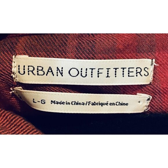 Urban Outfitters Top Womens Large Alex Red Plaid Popover Flannel Drawstring Hood - Picture 6 of 9